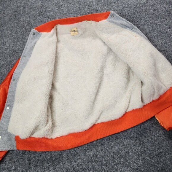 Vintage Clemson University Satin MLB Bomber Jacket Chalk Line Starter Sherpa M - Picture 2 of 16